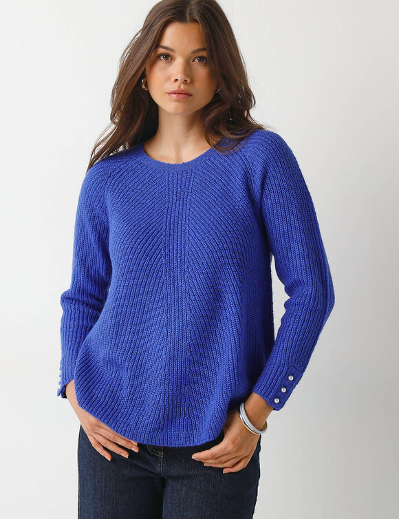 Pull évasé, maille anglaise toucher doux (bleu dur) Pull évasé, maille anglaise toucher doux (bleu dur)